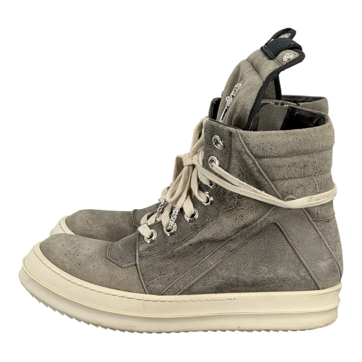 Chrome Hearts x Rick Owens Suede Rhodium Cross Geobasket Sneakers