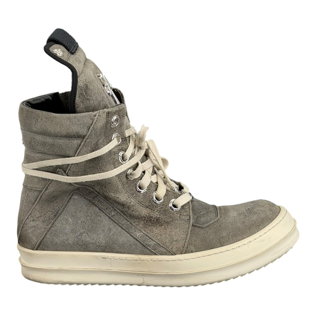 Chrome Hearts x Rick Owens Suede Rhodium Cross Geobasket Sneakers