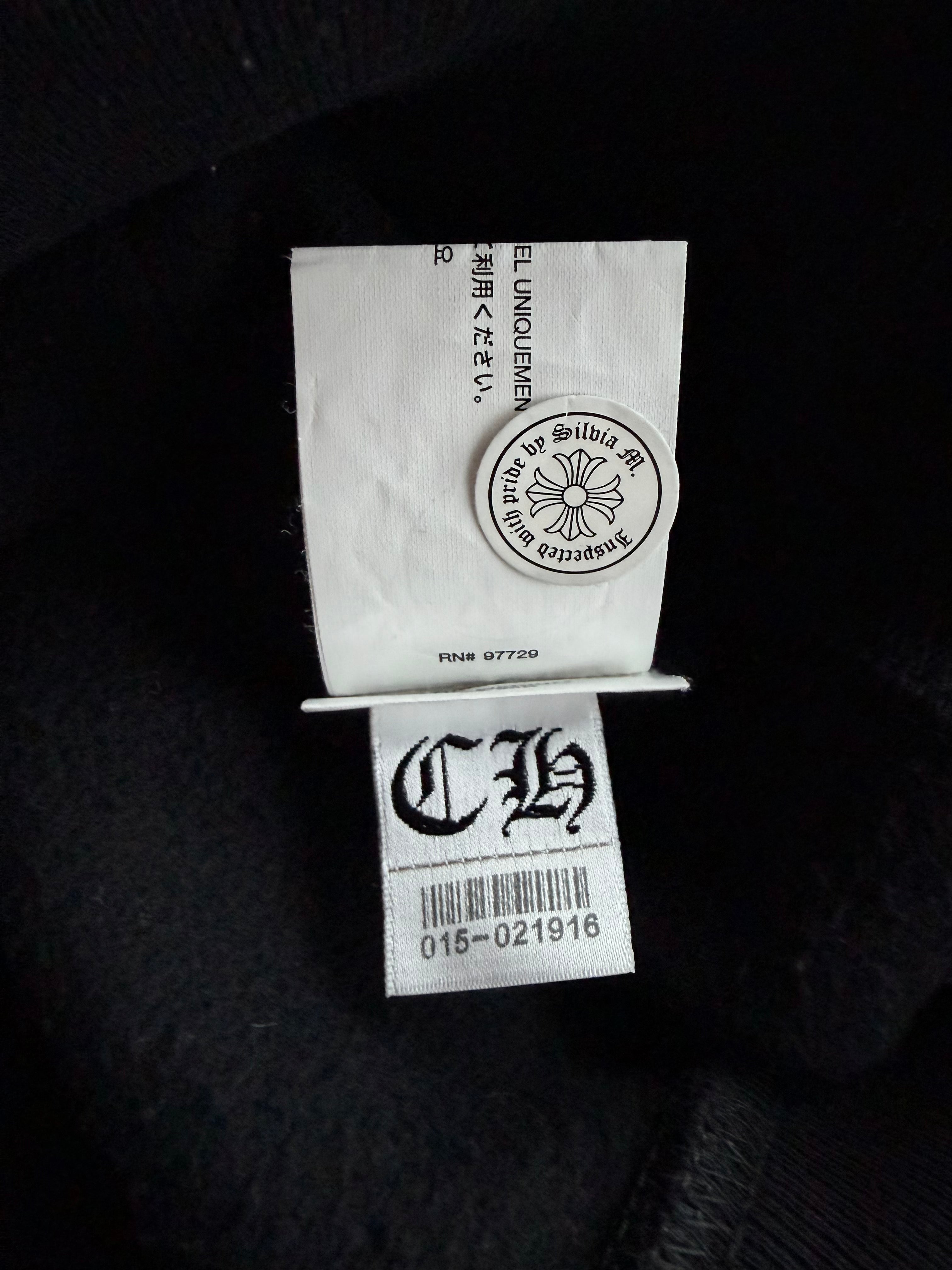 Black Leather Horseshoe Logo Zip Up Hoodie