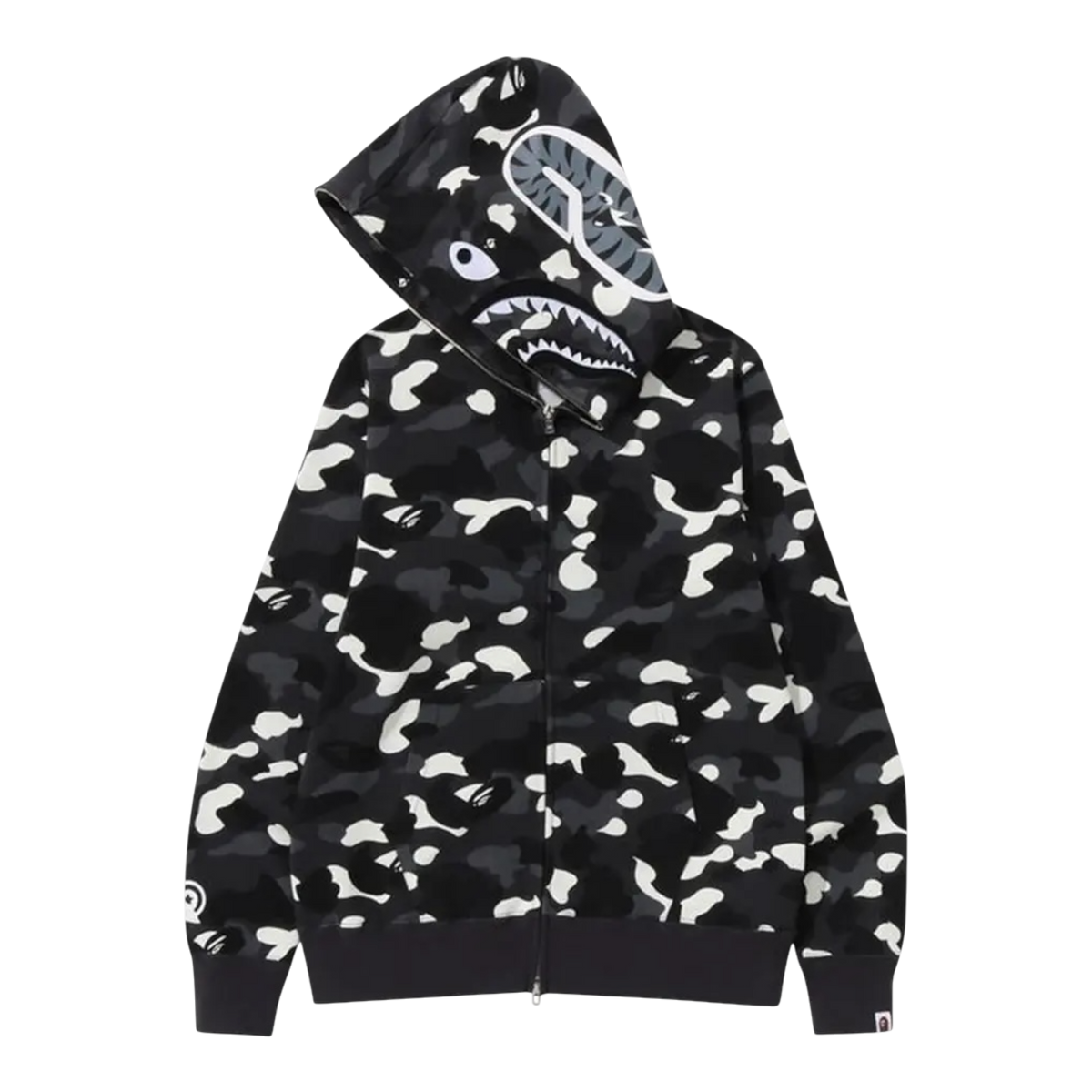 Black Bape City Camo Shark Regular Fit Full Zip Hoodie