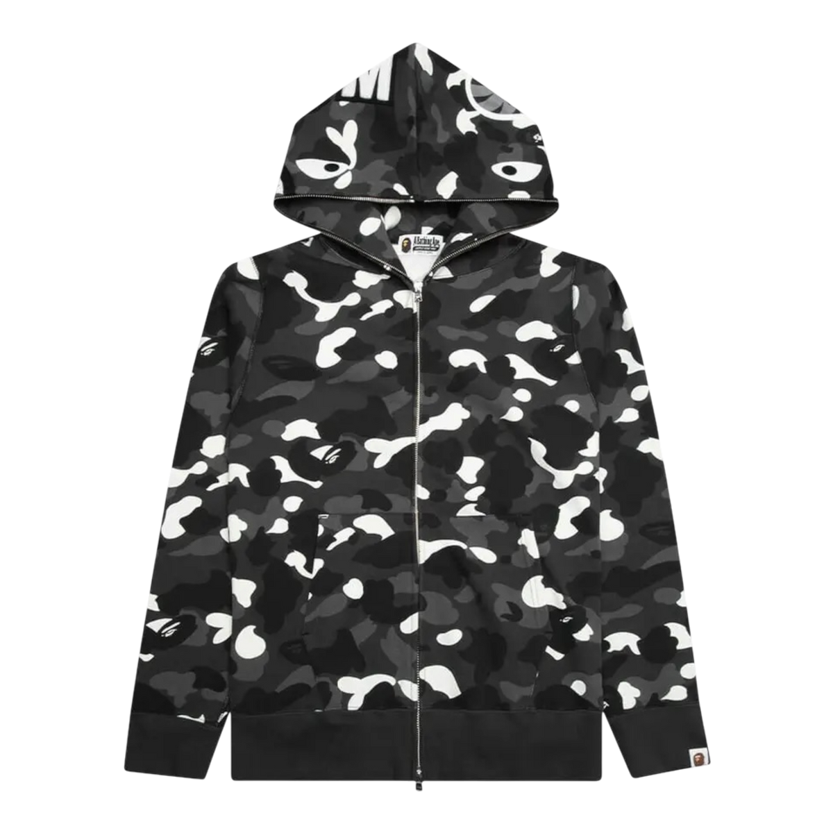Black Bape City Camo Shark Regular Fit Full Zip Hoodie