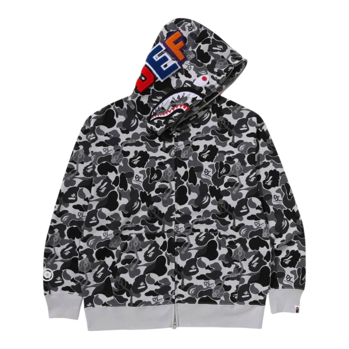 BAPE x Def Jam Camo Shark Relaxed Fit Full Zip Hoodie (FW25)