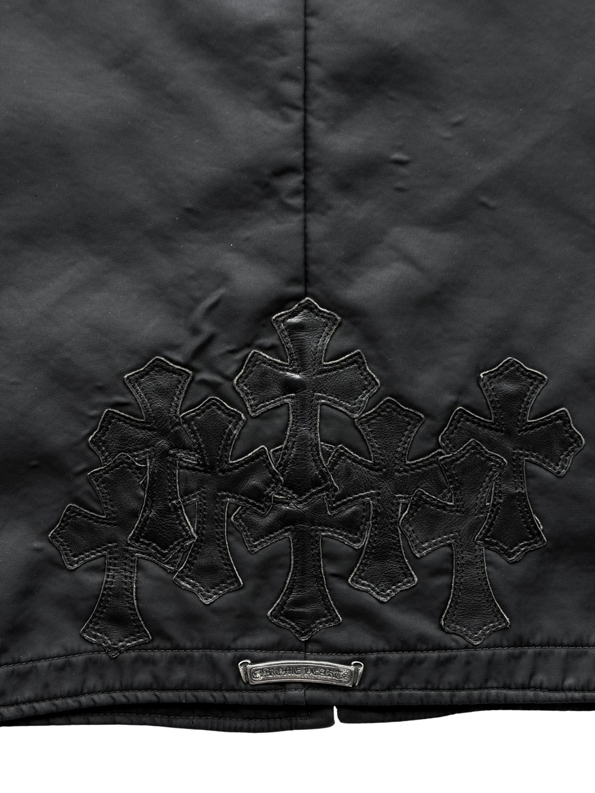 Black Cemetery Cross Patch Nylon Trucker Jacket