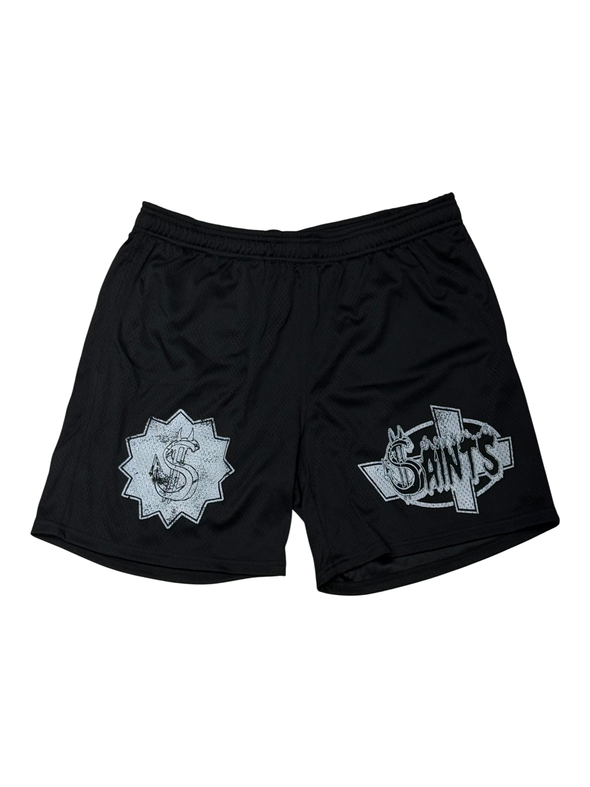 Black Mesh Logo Shorts