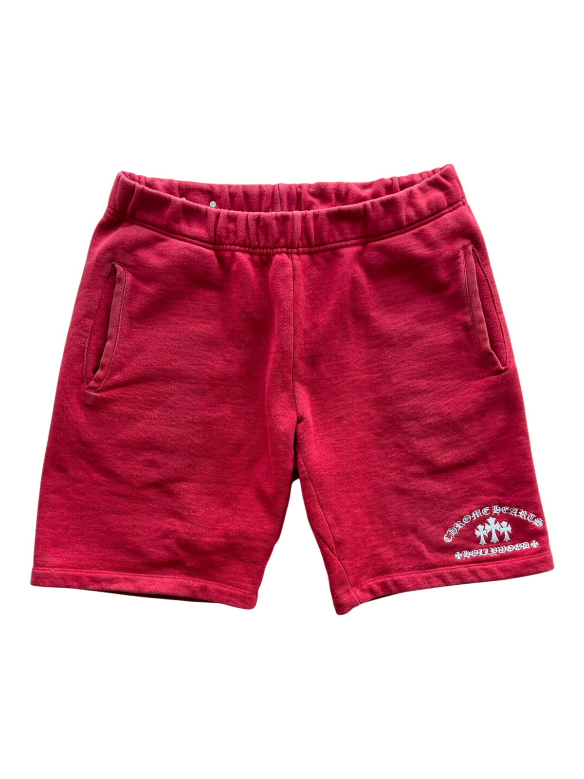 Triple Cross Embroidered Shorts Red & White