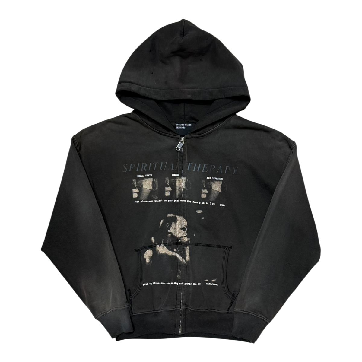 Spiritual Therapy Zip Up Hoodie (Washed Black)