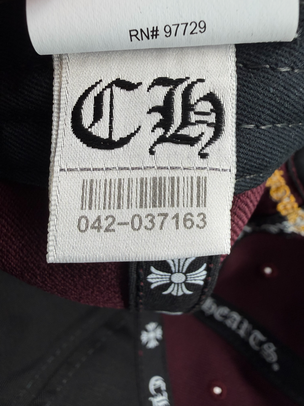 CH Baseball Hat Burgundy/Gold