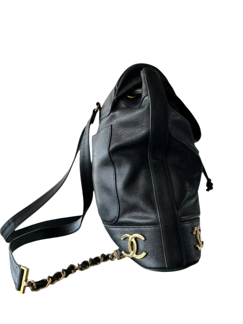 Black & Gold CC Logo Mini Backpack
