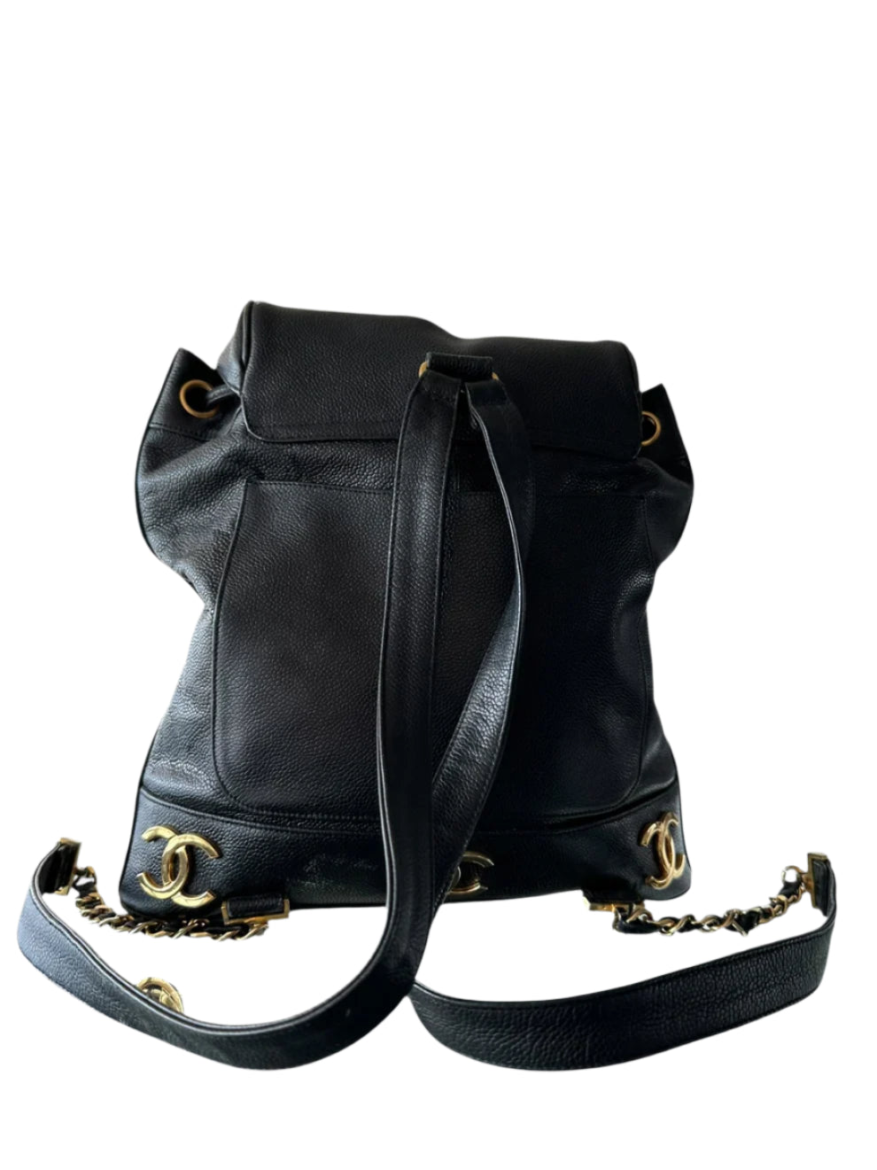 Black & Gold CC Logo Mini Backpack