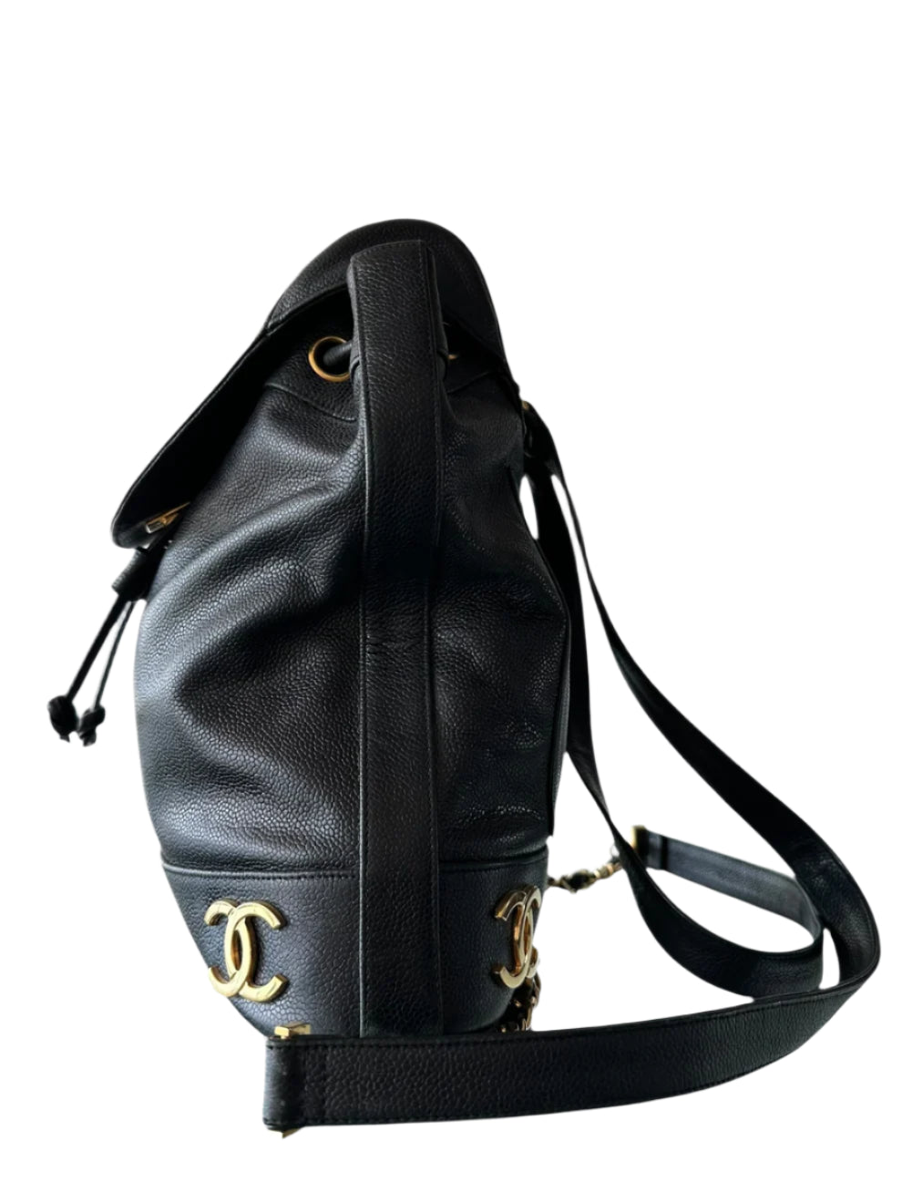 Black & Gold CC Logo Mini Backpack