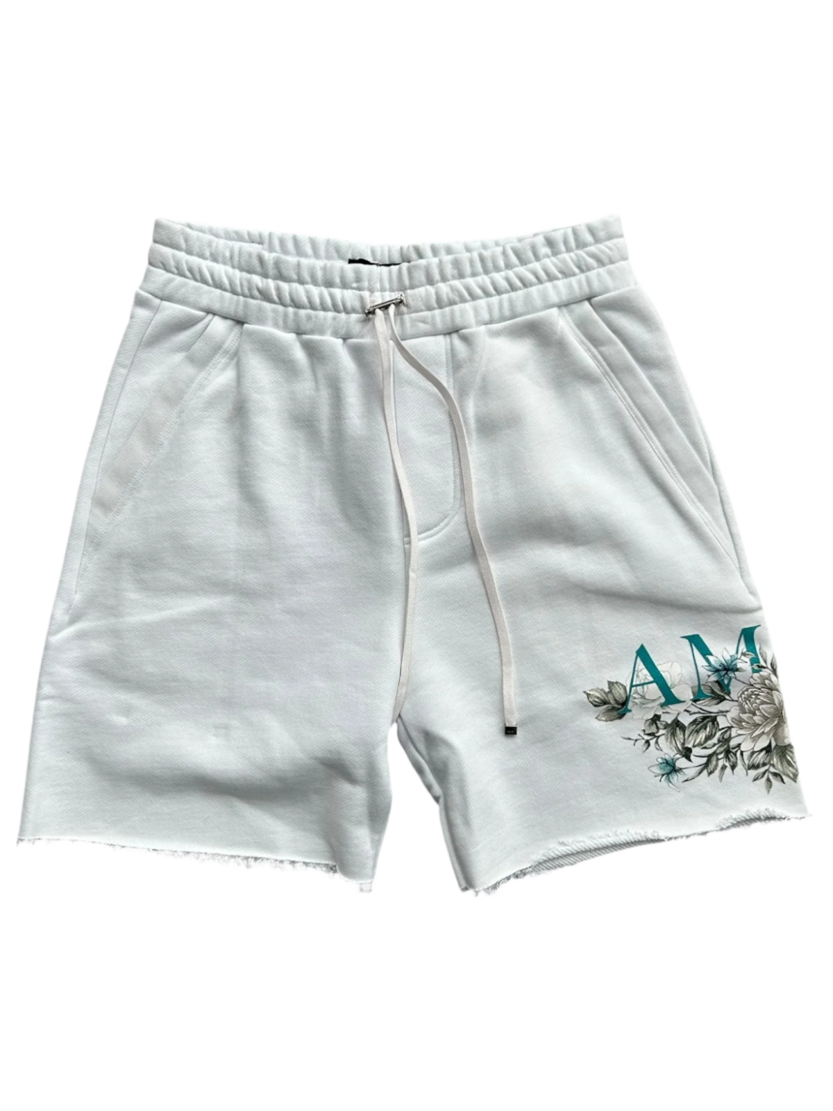 White Floral Logo Shorts