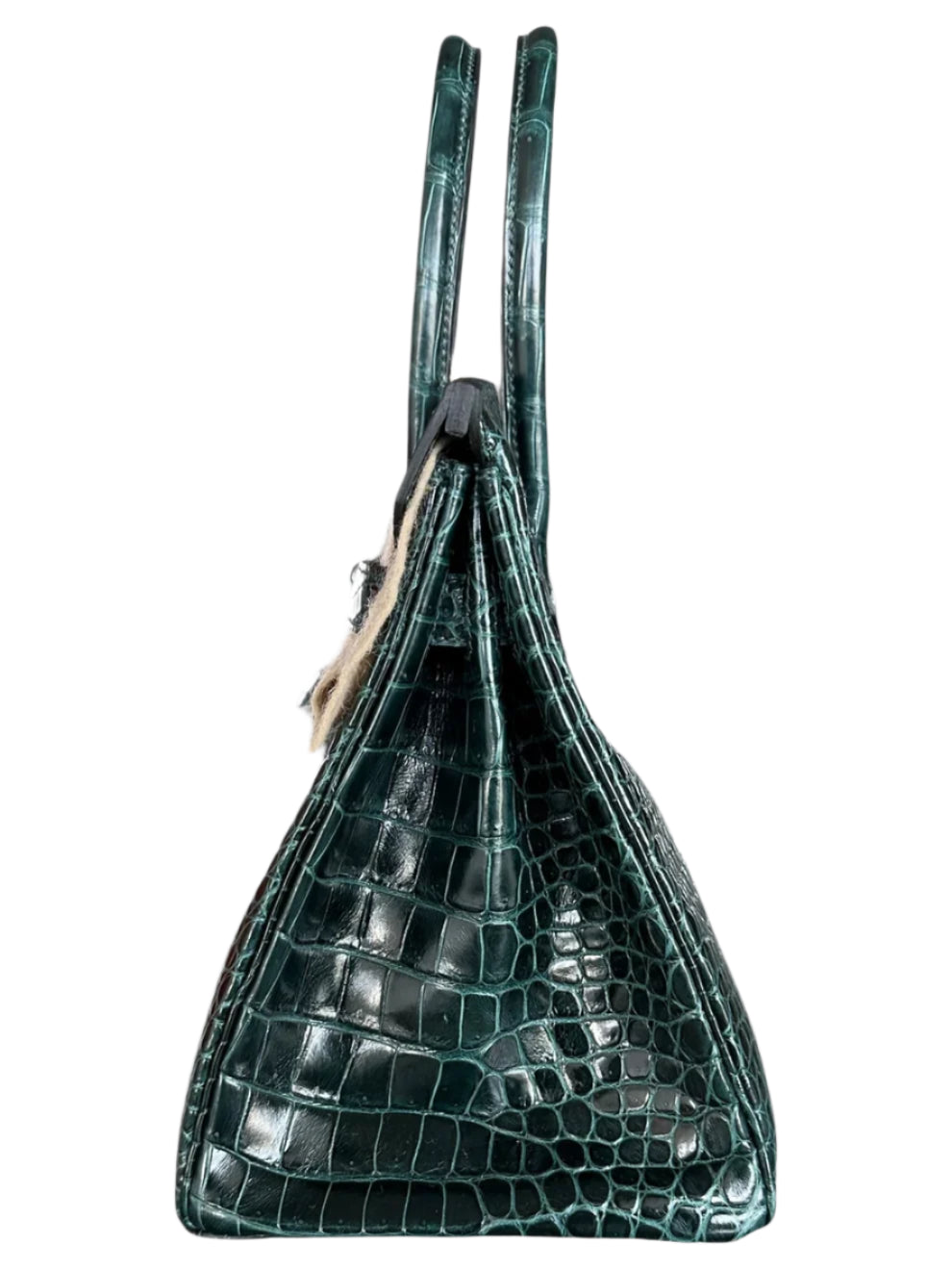 Vert Green Shiny Porous Crocodile Birkin 30 with Palladium Hardware