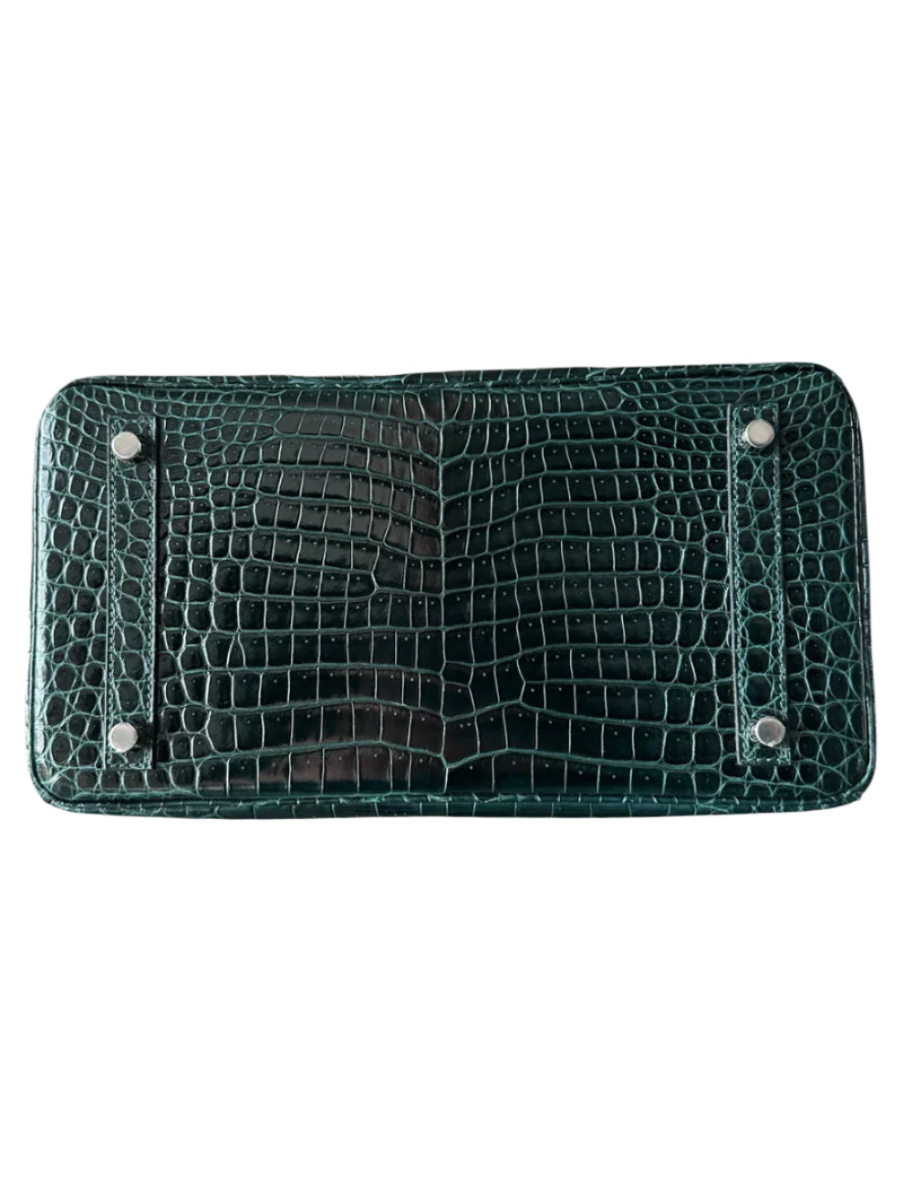 Vert Green Shiny Porous Crocodile Birkin 30 with Palladium Hardware