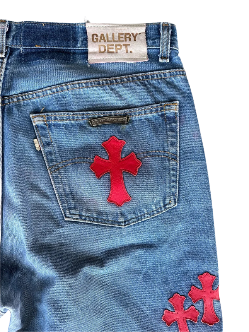 Chrome Hearts Gallery Dept Levis Blue & Red Cross Patch Jeans