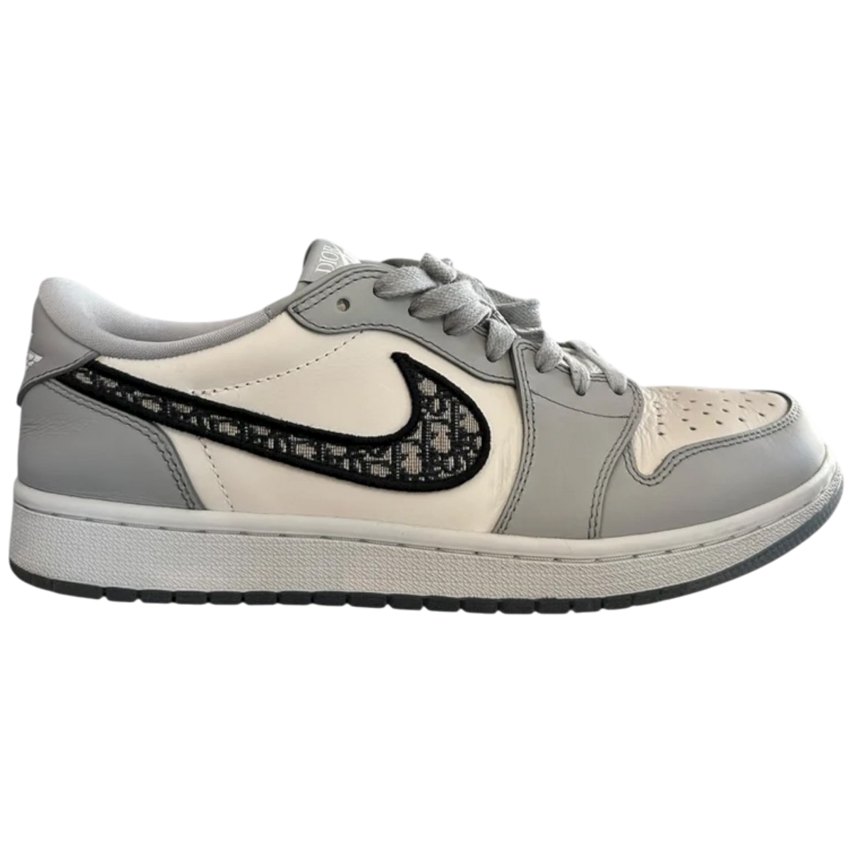 Dior Air Jordan Grey & White Oblique Low Top Sneakers