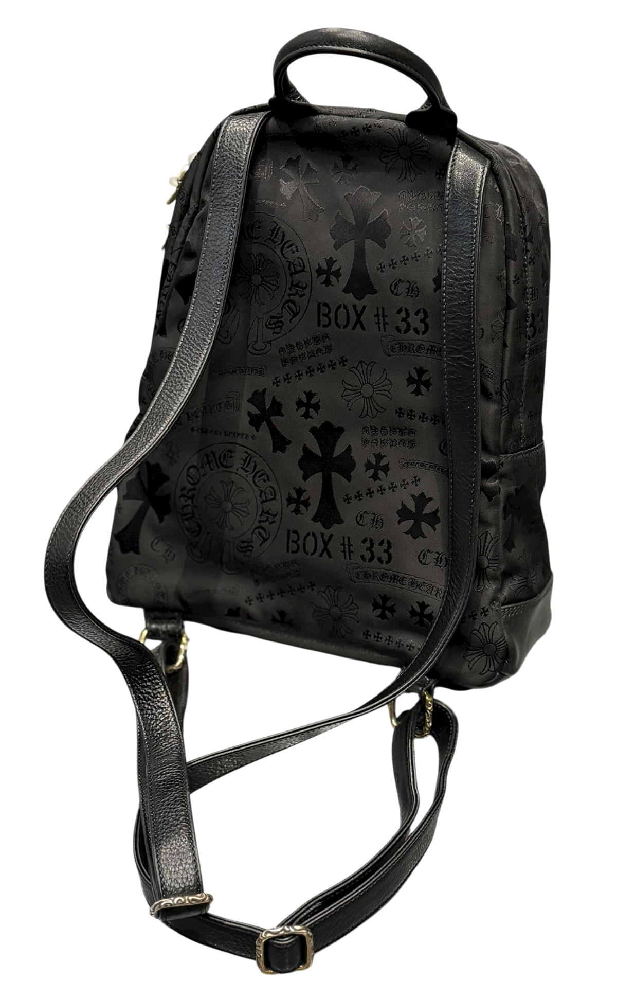 Seventh Grader Black Stencil Nylon Backpack Small