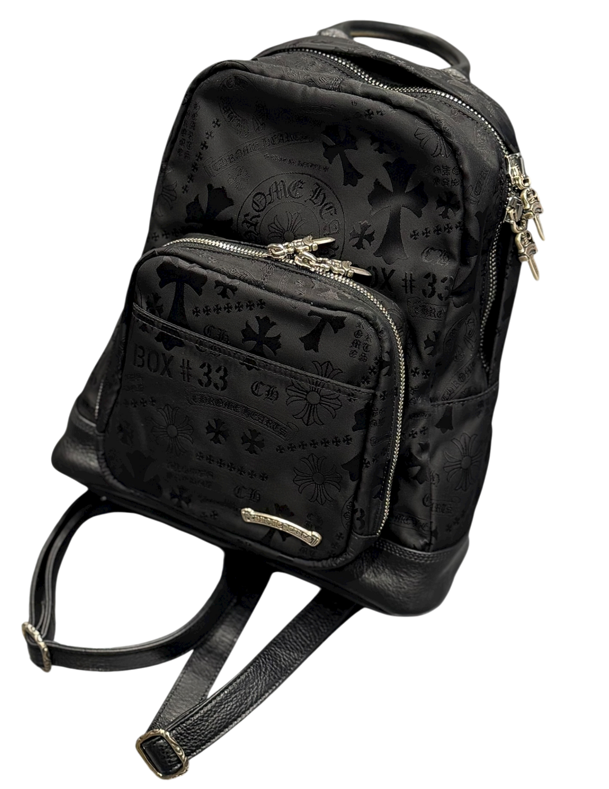 Seventh Grader Black Stencil Nylon Backpack Small