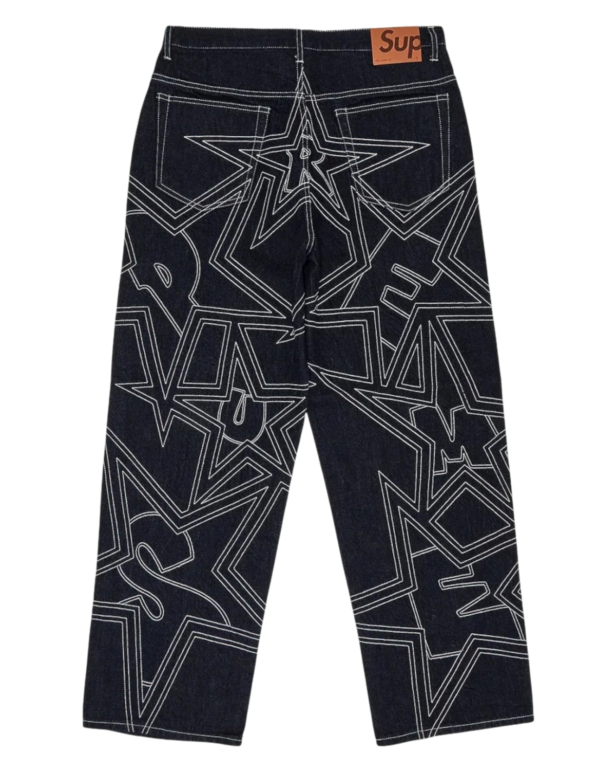 Stars Topstitch Baggy Jean Indigo