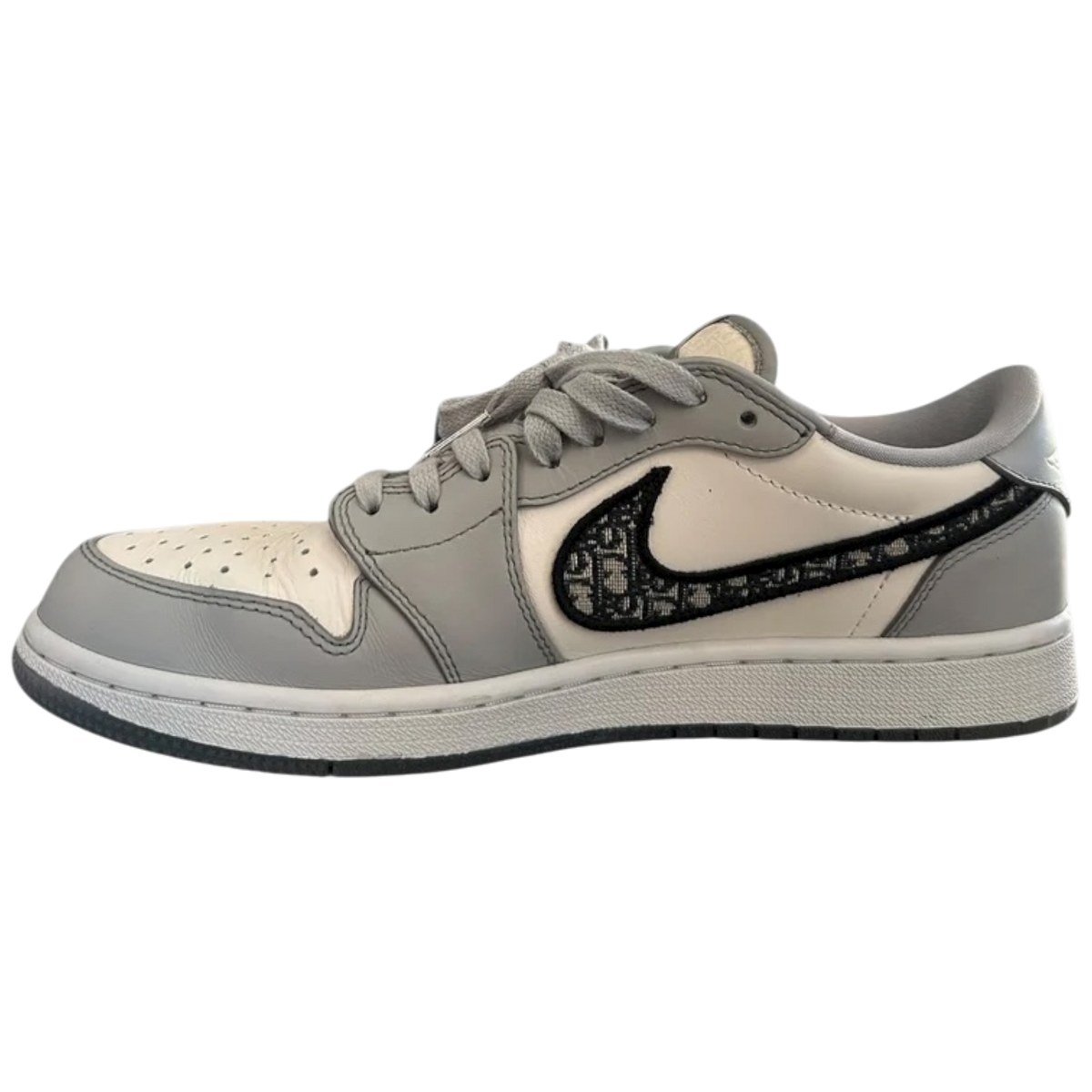 Dior Air Jordan Grey & White Oblique Low Top Sneakers