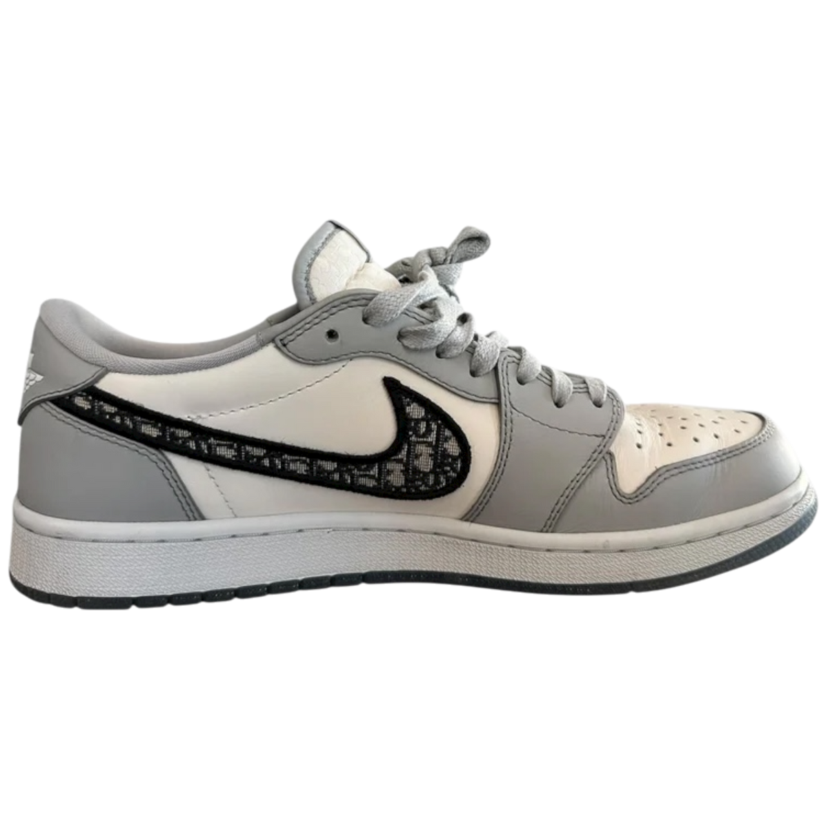 Dior Air Jordan Grey & White Oblique Low Top Sneakers
