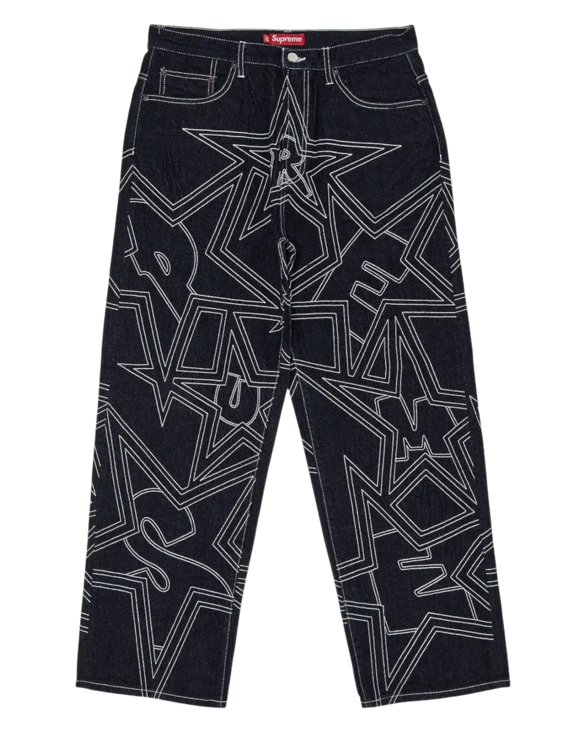 Stars Topstitch Baggy Jean Indigo
