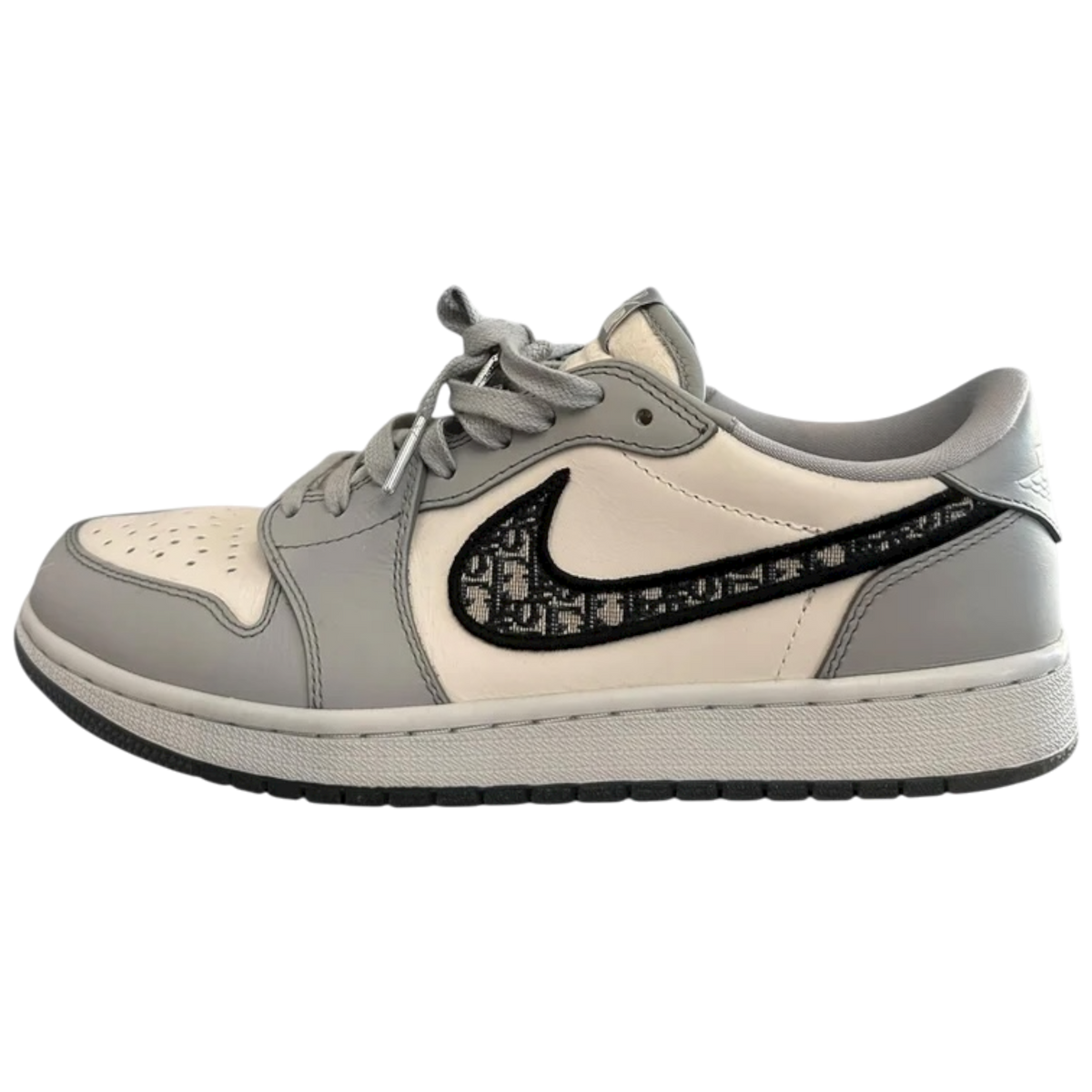 Dior Air Jordan Grey & White Oblique Low Top Sneakers