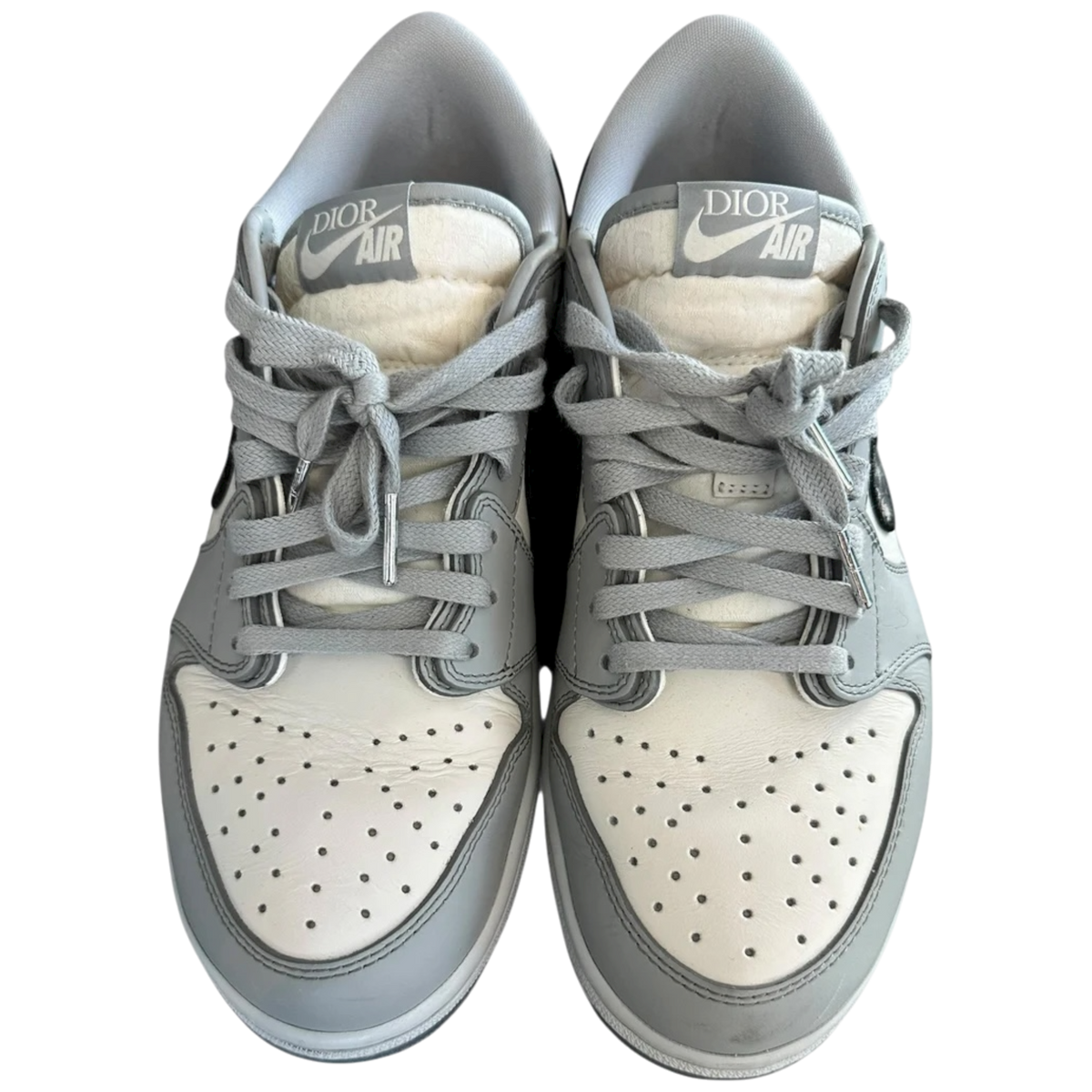 Dior Air Jordan Grey & White Oblique Low Top Sneakers