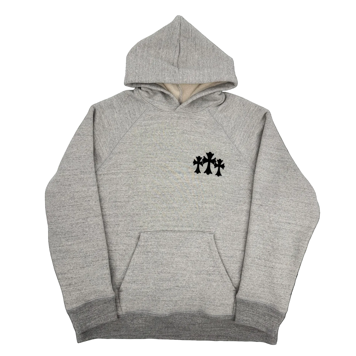 Triple Cross CH Logo Embroidered Hoodie Grey