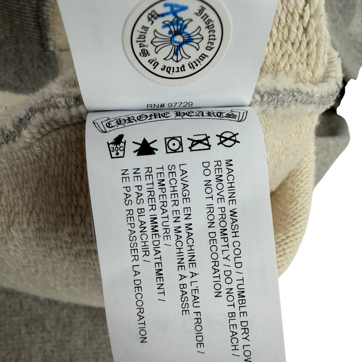 Triple Cross CH Logo Embroidered Hoodie Grey
