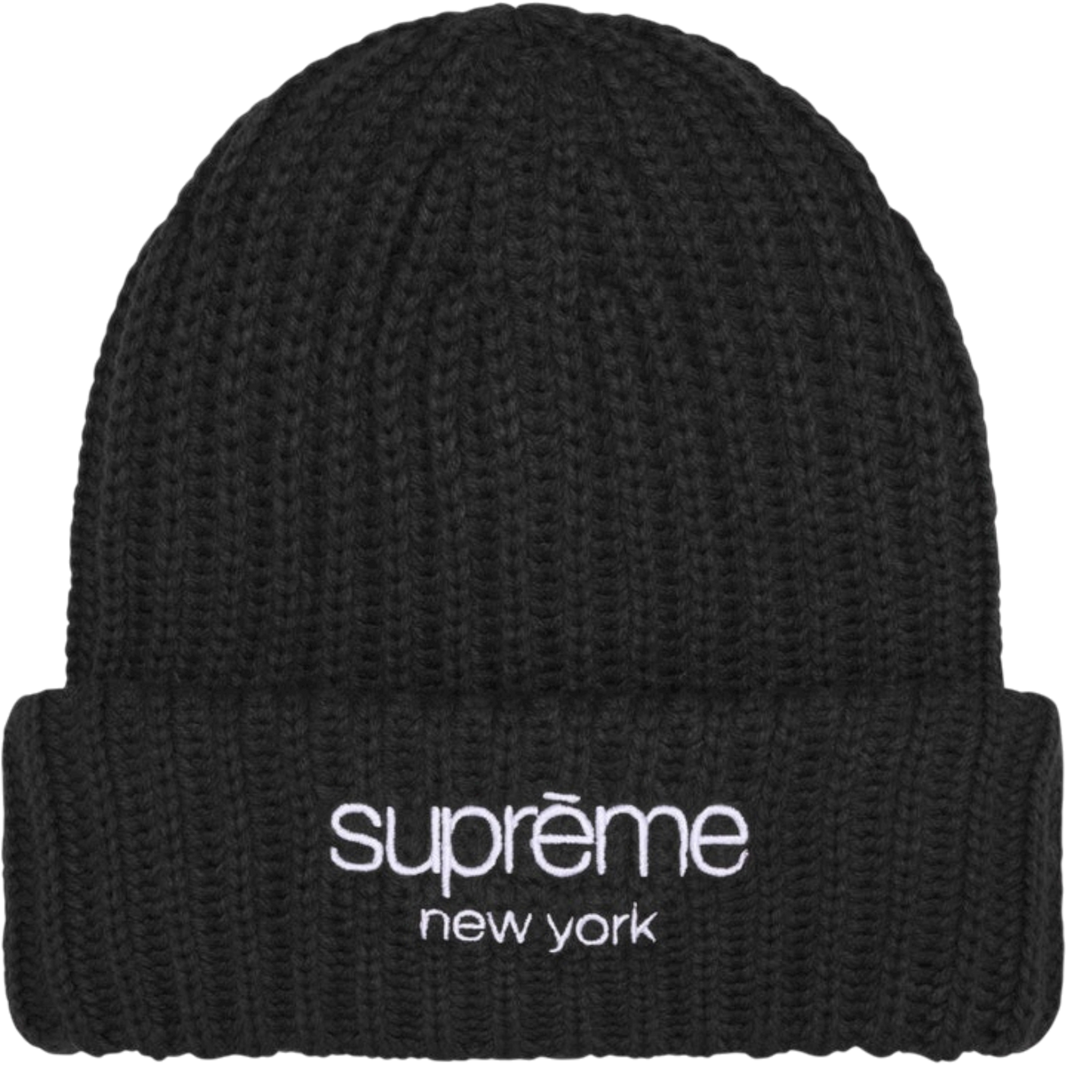 Chunky Rib Classic Logo Beanie Black