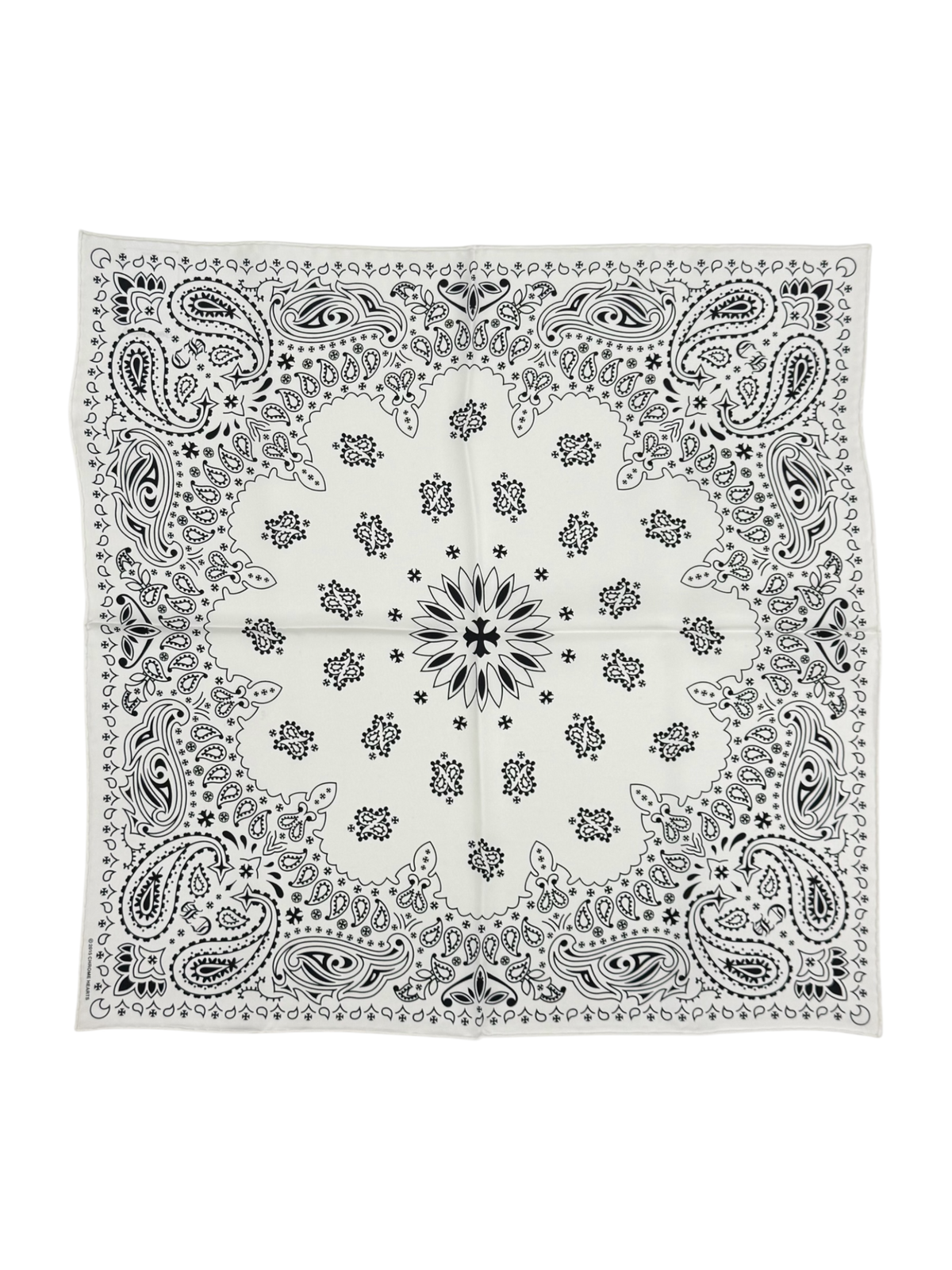 Floral Print Silk Bandana White