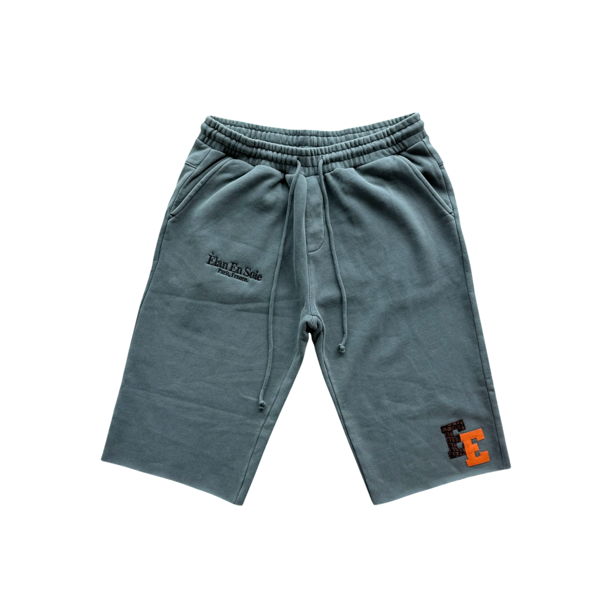 Black Croc & Orange Patch Washed Grey Long Short