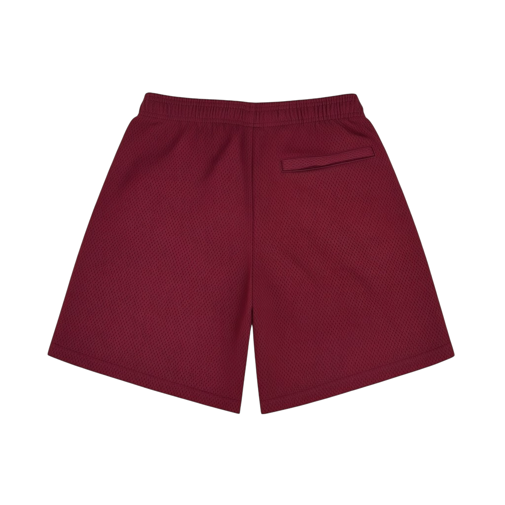 Burgundy/Gold Mesh Logo Shorts