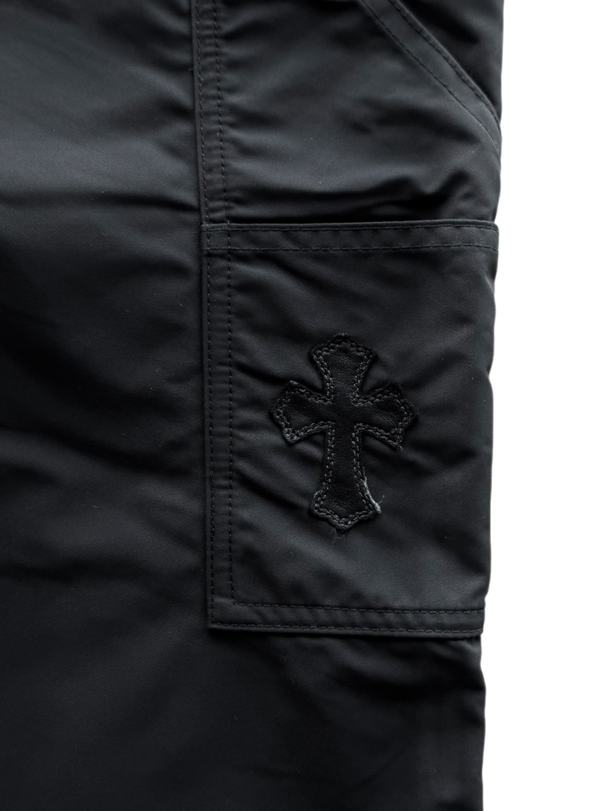 Black Nylon & Leather Carpenter Pants