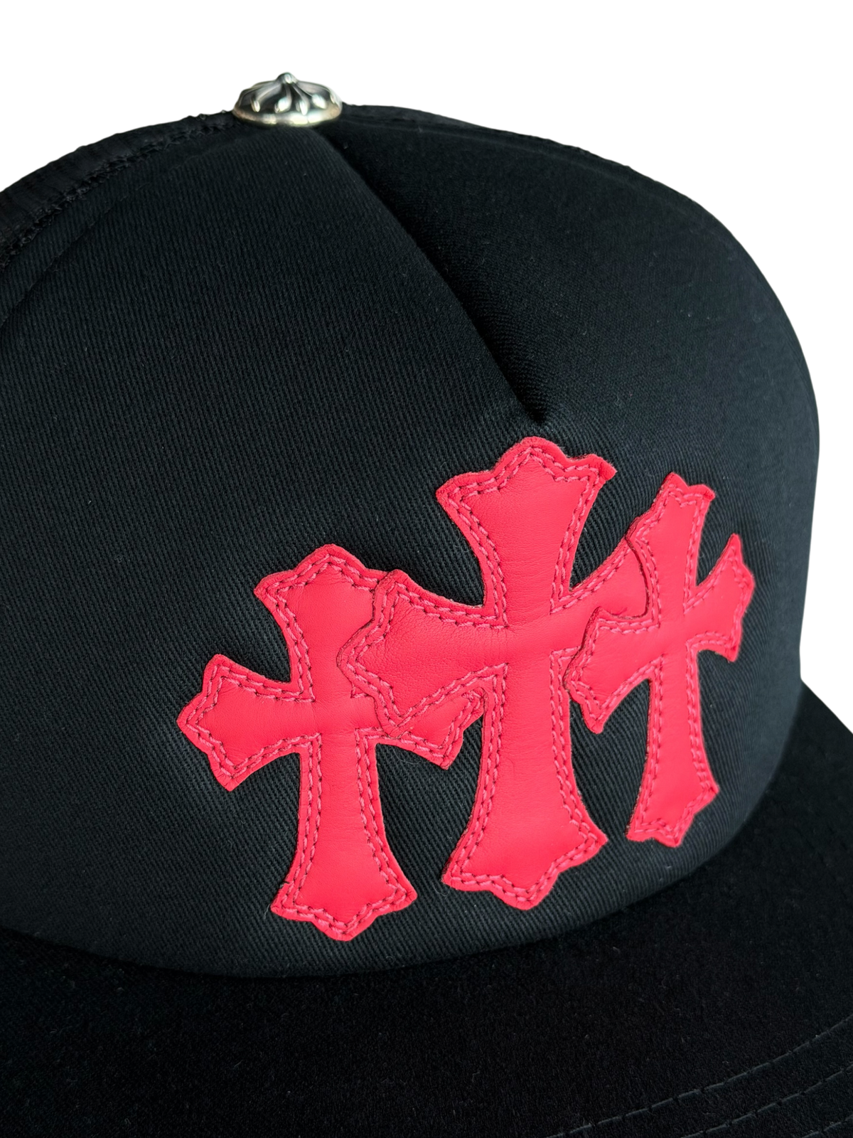 Red Triple Cross Patch Trucker Cap