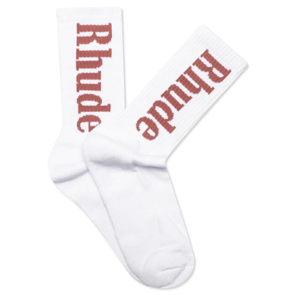 Vertical Logo Socks White/Mauve