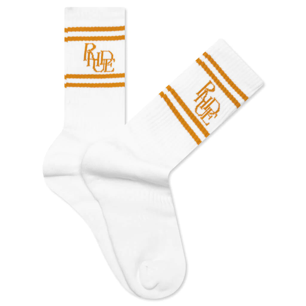 Scrambler Socks White/Mustard