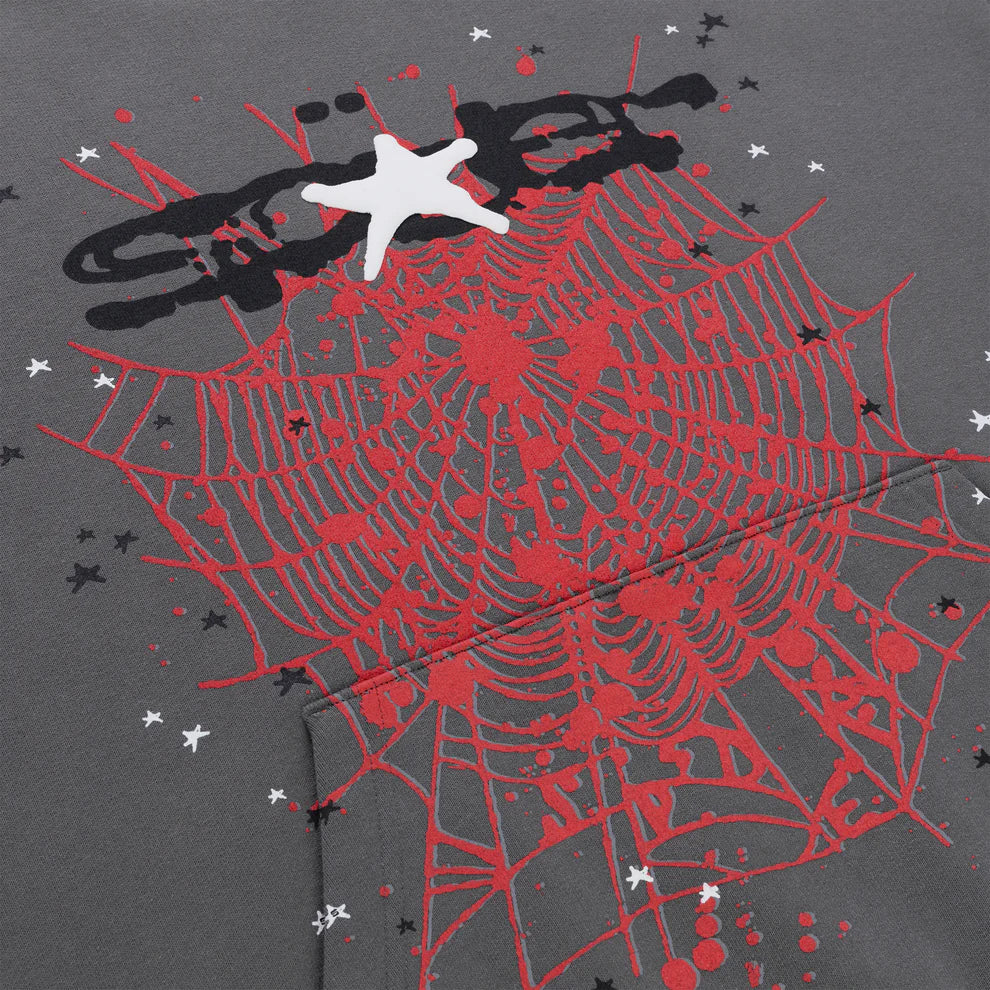 Splat Punk Hoodie Grey/Red