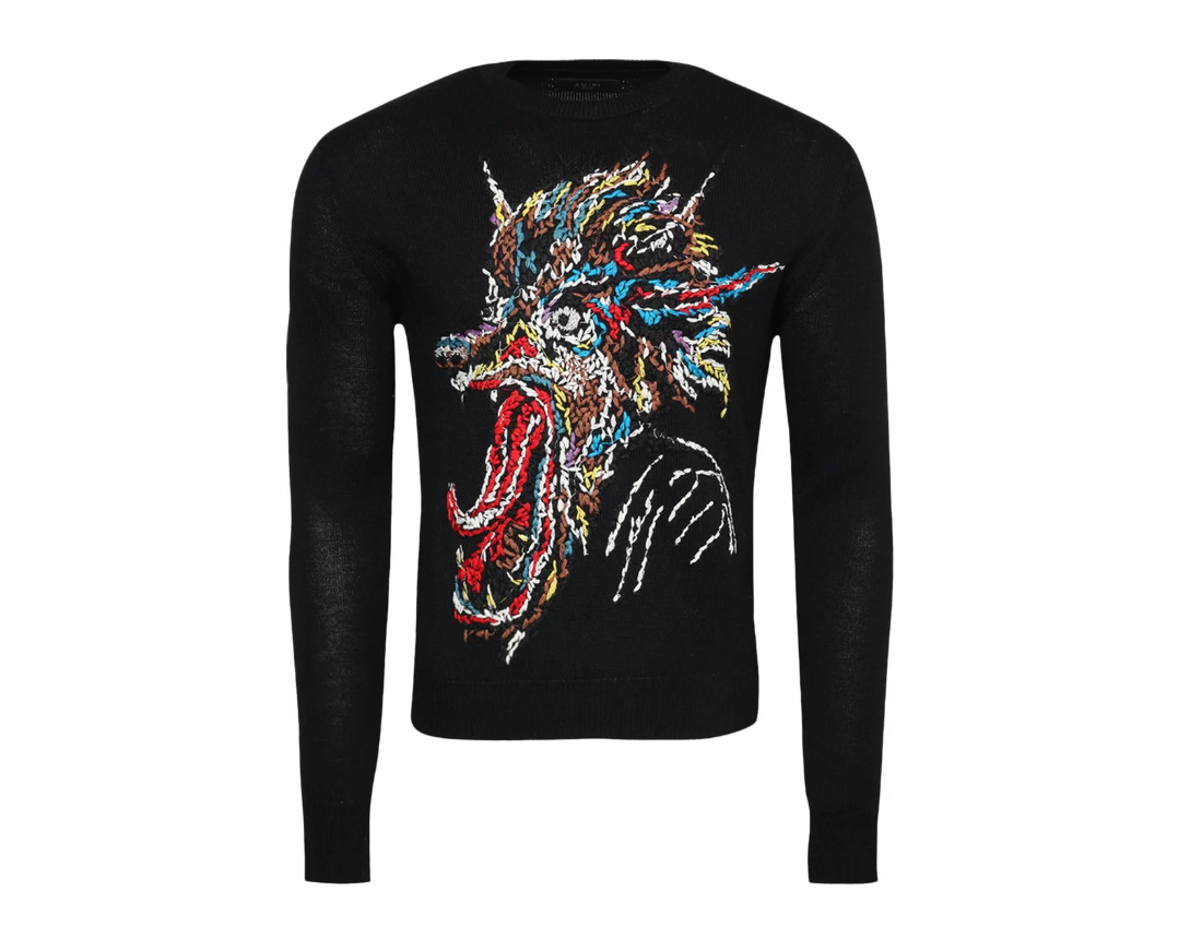 Amiri x Wes Lang Wolfman Crewneck Black