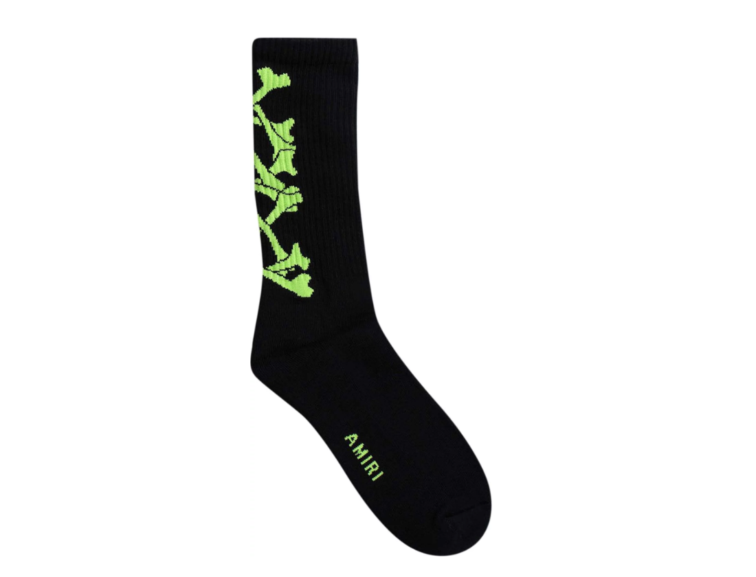 Stacked Bones Socks Black/Lime