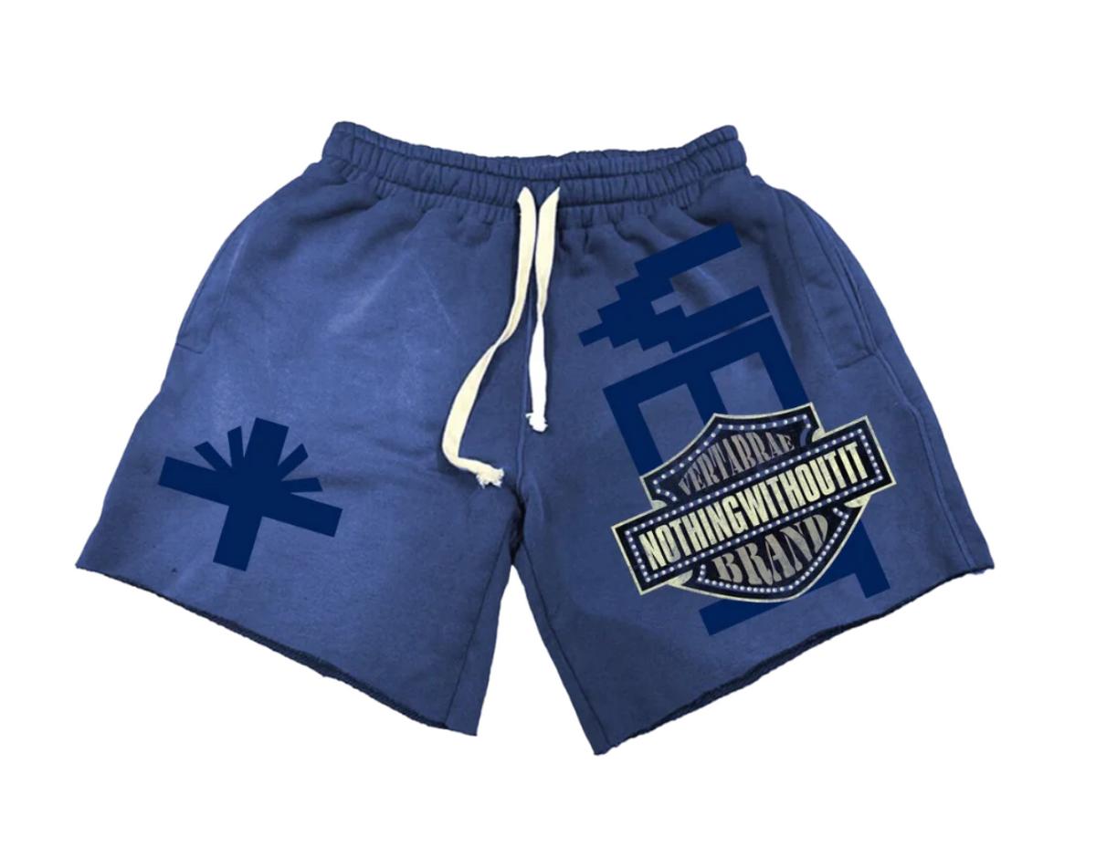 Double Emblem Shorts Blue