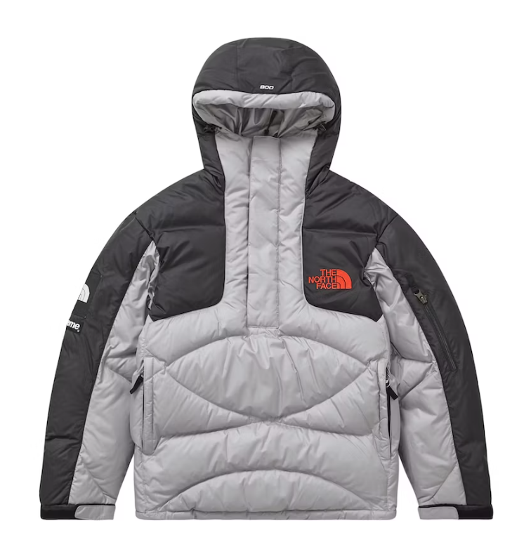 800-Fill Half Zip Hooded Pullover Grey