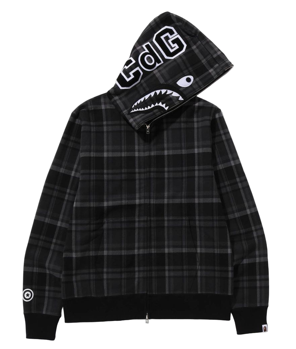 CDG Osaka Checkered Shark Full Zip Hoodie