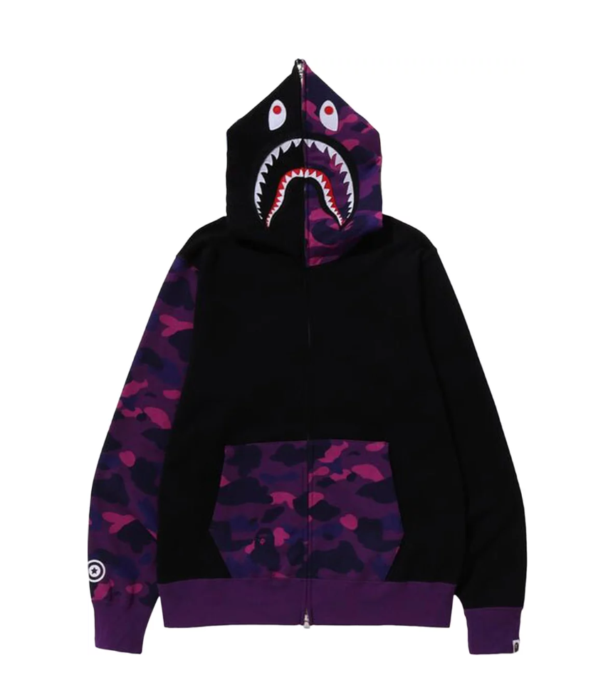 BAPE Color Camo Shark Full Zip Hoodie 'Purple'