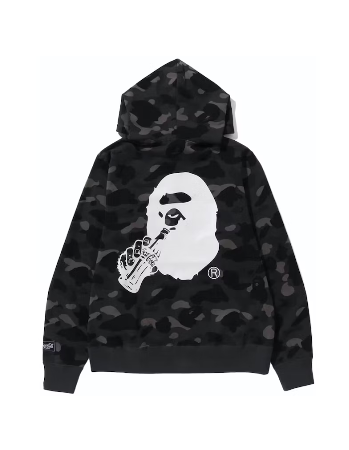 BAPE x Coca-Cola Color Camo Ape Head Pullover Hoodie Black