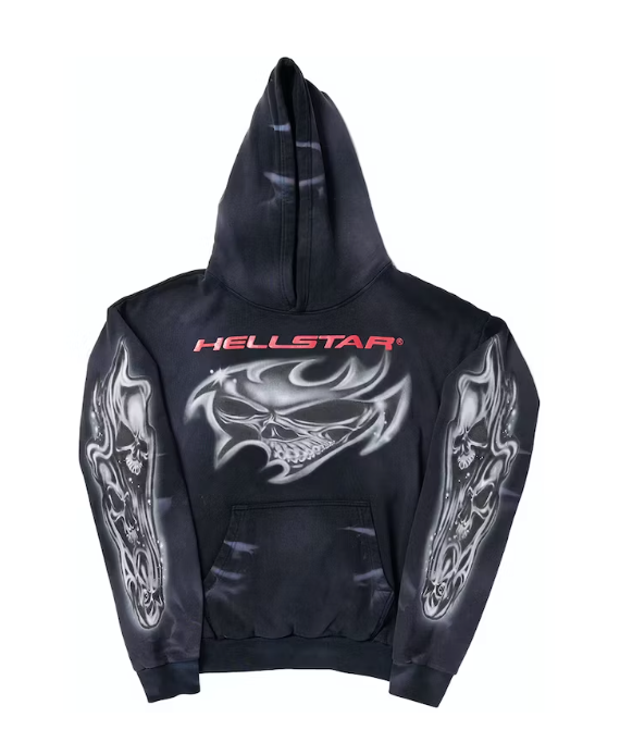 Airbrushed Skull Hoodie Black