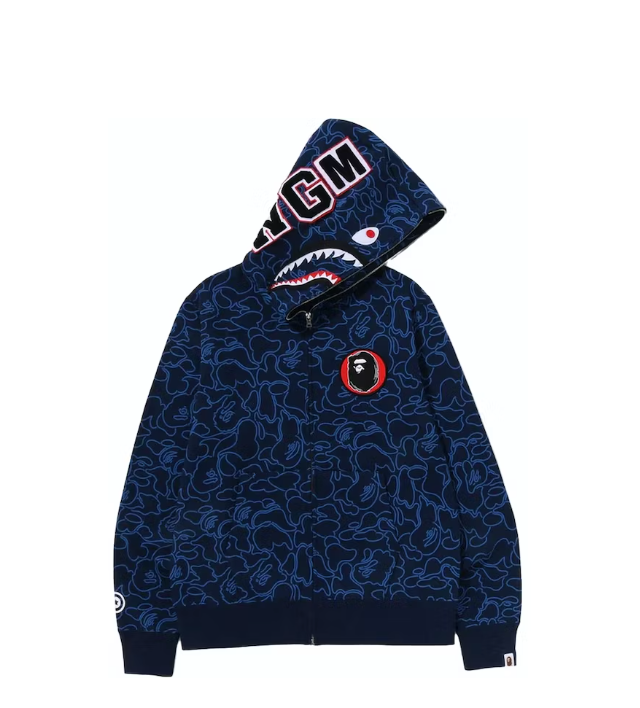 BAPE 30th Anniversary Line Camo Shark Full Zip Hoodie Navy