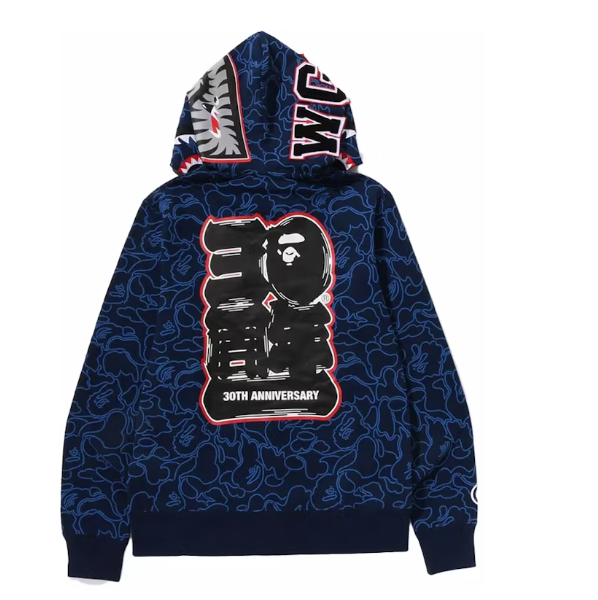 BAPE 30th Anniversary Line Camo Shark Full Zip Hoodie Navy