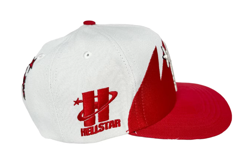 Hellstar Shark Teeth Snapback Hat Off White/Red