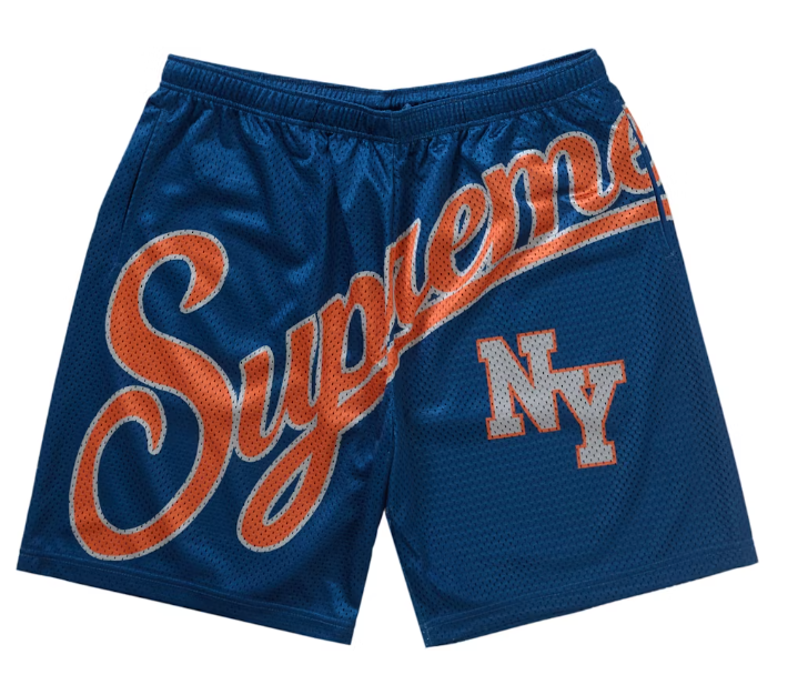 Supreme Big Script Mesh Short Blue